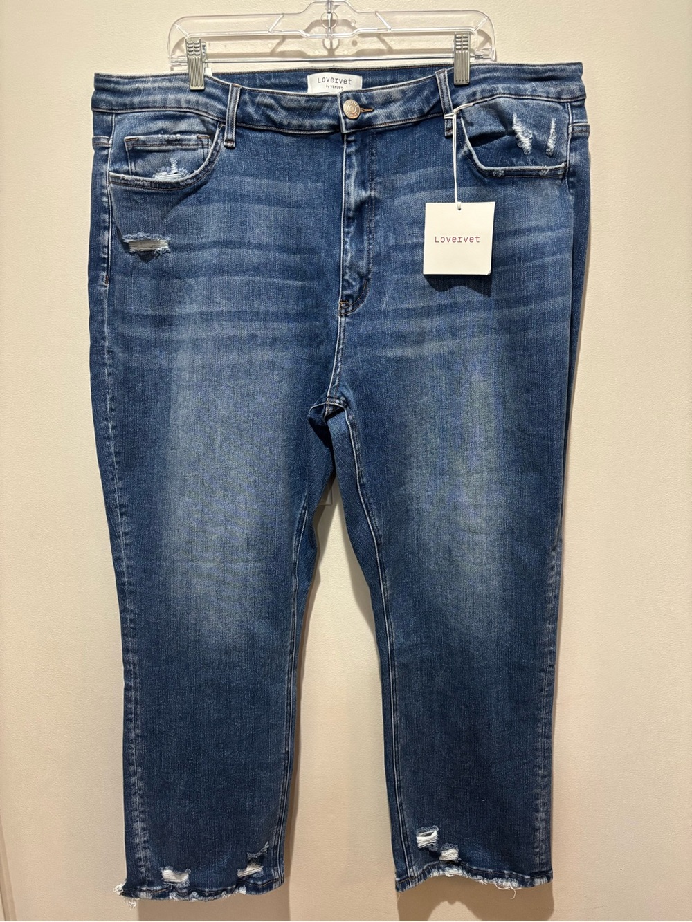 Lovervet by Vervet High Rise Slim Straight Jeans Plus Size 24W Denim NWT Cotton